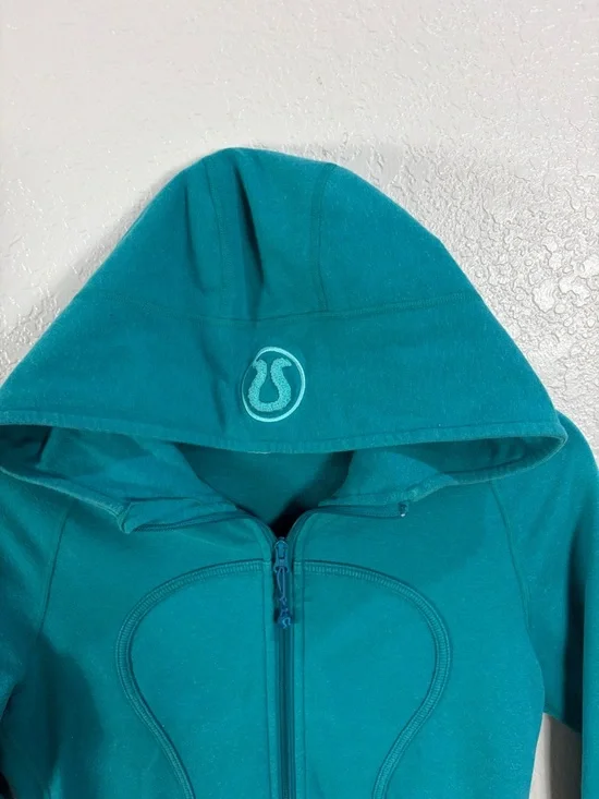 lululemon athletica Teal Hooded Full-Zip Jacket,Size 10. - Picture 4 of 15